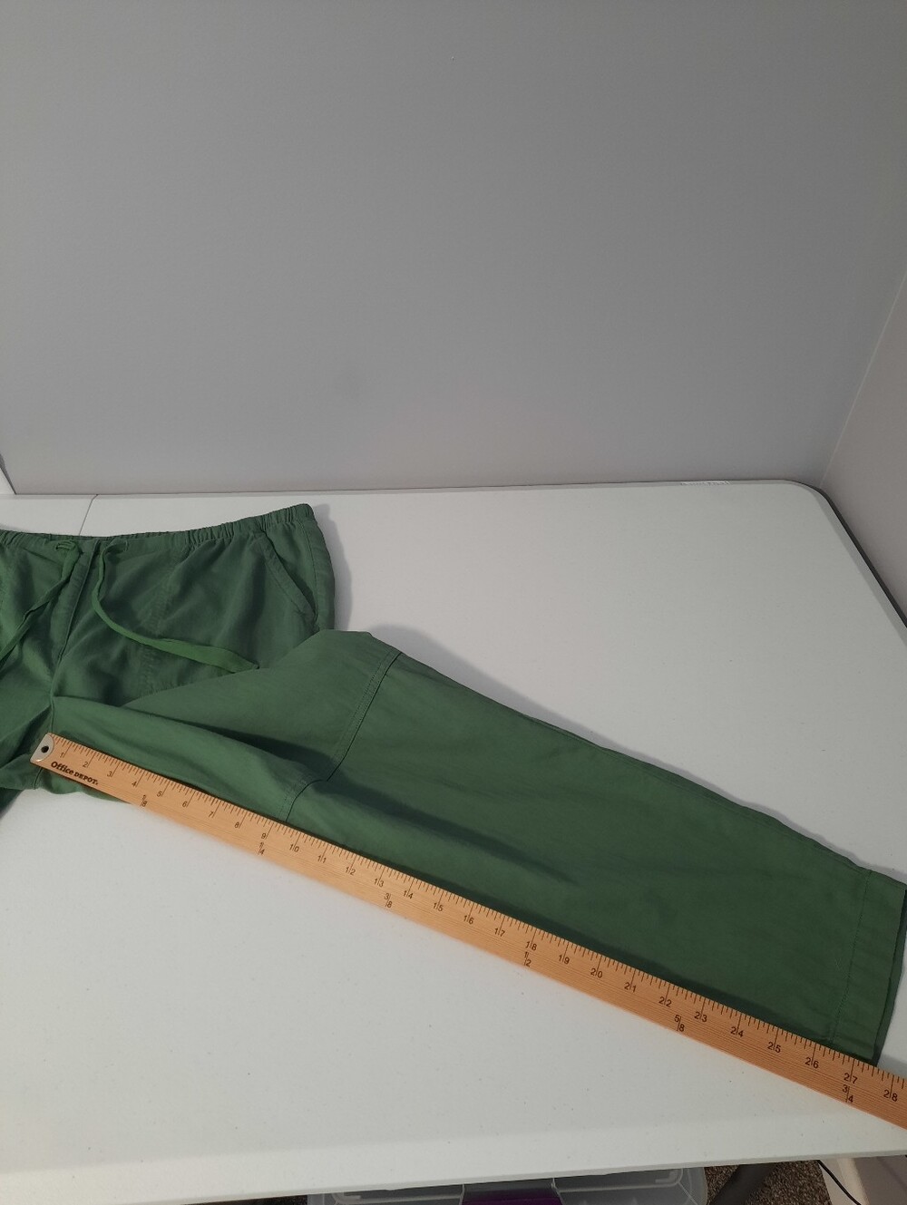 Eileen Fisher Nori Green Organic Cotton High Rise Relaxed Slim Leg Pants Large - Picture 13 of 15